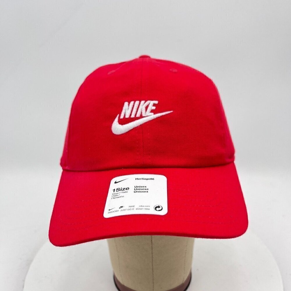 Nike Tennis 1 Size Red White Cotton Embroidered Baseball Cap Hat